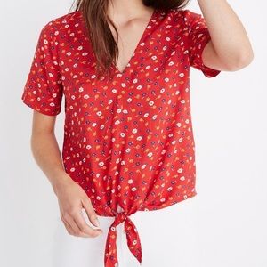 Prairie Floral Enamel Red tie front top